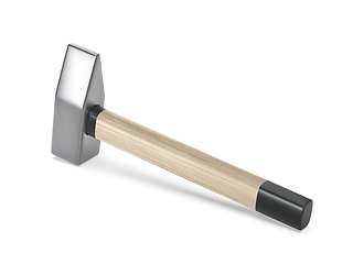 Image showing Straight peen hammer with wooden handle