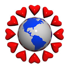 Image showing Hearts near the earth