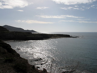 Image showing Silver sea, white clouds. Cyprus