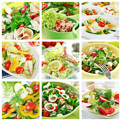 Image showing Healthy salads collage