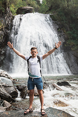 Image showing Man at Korbu Waterfall