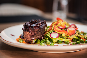 Image showing Roasted beef with berries sauce