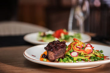 Image showing Roasted beef with berries sauce