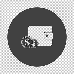 Image showing Two Golden Coins In Front Of Purse Icon