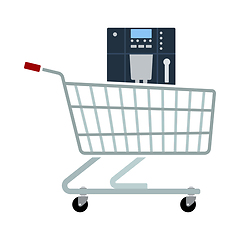 Image showing Shopping Cart With Cofee Machine Icon