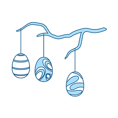 Image showing Easter Eggs Hanged On Tree Branch Icon