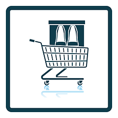 Image showing Shopping Cart With Shoes In Box Icon