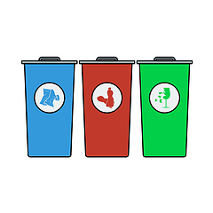 Image showing Garbage Containers With Separated Trash Icon