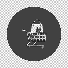 Image showing Shopping Cart With Bag Of Cosmetics Icon