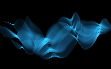 Image showing Blue, vaporwave and light on black wallpaper with pattern, graph and digital texture on cyber connection. Neon lighting, future technology and virtual smoke wave, hologram and icon on dark background