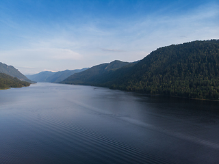 Image showing Aerial view on Teletskoye lake in Altai mountains