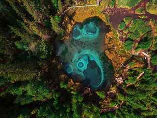 Image showing Geyser blue, silver lake with thermal springs