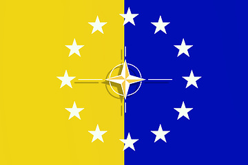 Image showing Ukraine, representation and a flag for patriarchy, history or a banner or design. Pattern, icon and a national symbol of a country for a movement, emblem or color with an illustration or graphic