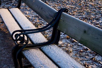 Image showing Frozen park bench