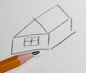 Image showing house drawn in pencil