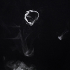 Image showing Smoke, fog or pollution with incense on dark background, gas or mist with vapor and mockup space in studio. Dry ice, pattern and texture with energy, steam and air with black backdrop and smog