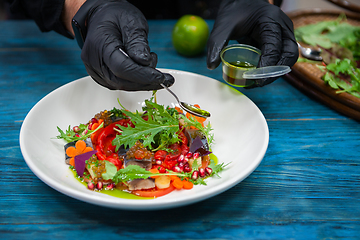 Image showing Escabeche fish dish with caviar