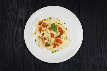 Image showing Pasta with red caviar