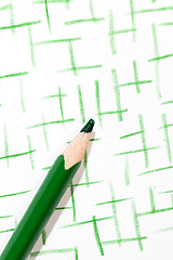Image showing grid drawn in green pencil