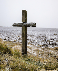 Image showing old wooden Catholic cross