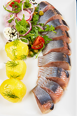 Image showing Sliced salted herring