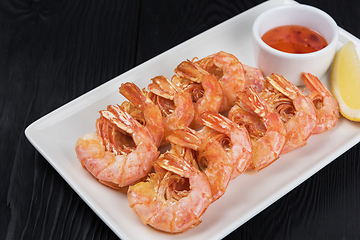 Image showing Fried tasty shrimps