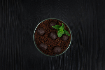 Image showing Chocolate dessert of cookies with pieces of chocolate