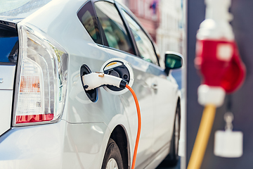 Image showing Electric Car in Charging Station.