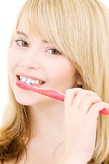 Image showing happy girl with toothbrush