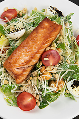 Image showing Grilled salmon caesar salad