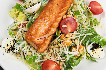 Image showing Grilled salmon caesar salad