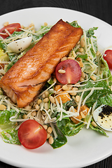 Image showing Grilled salmon caesar salad