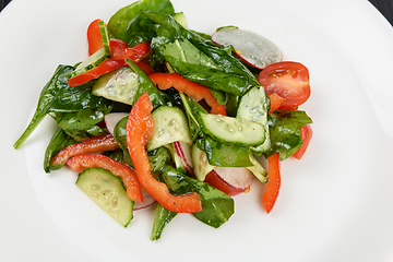 Image showing Vegetable salad on white plate