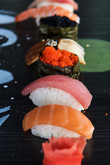 Image showing Japanese seafood sushi set