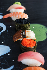 Image showing Japanese seafood sushi set