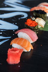 Image showing Japanese seafood sushi set