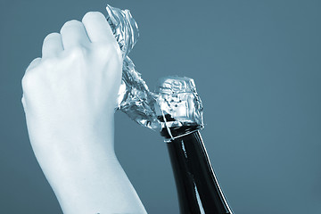 Image showing Opening champagne bottle