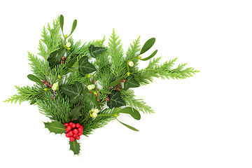 Image showing Christmas Winter Greenery Natural Floral Bouquet 