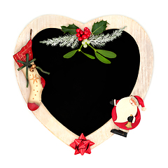 Image showing Christmas Heart Shape Wreath and Traditional Symbols 