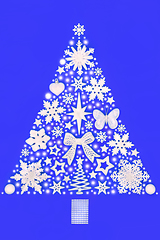 Image showing Christmas Tree Surreal Design with Snow and White Bauble Decorat