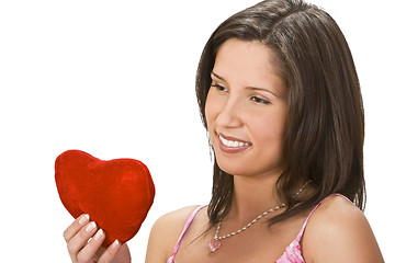 Image showing Woman with a red heart