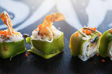 Image showing Japanese seafood sushi set