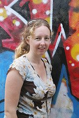 Image showing Woman and graffiti