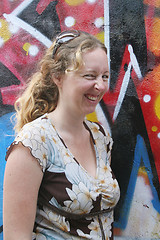 Image showing Woman and graffiti