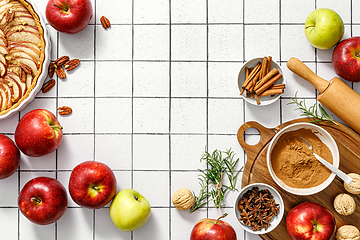 Image showing Culinary background, thanksgiving or Christmas cooking, top view