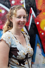 Image showing Woman and graffiti