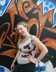 Image showing Woman and graffiti