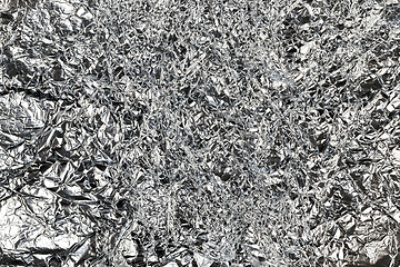 Image showing thin and crumpled shiny aluminum foil,