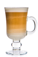 Image showing Glass cup mix latte coffee foam