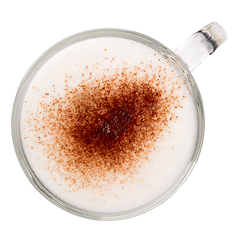 Image showing Glass cup mix latte coffee foam